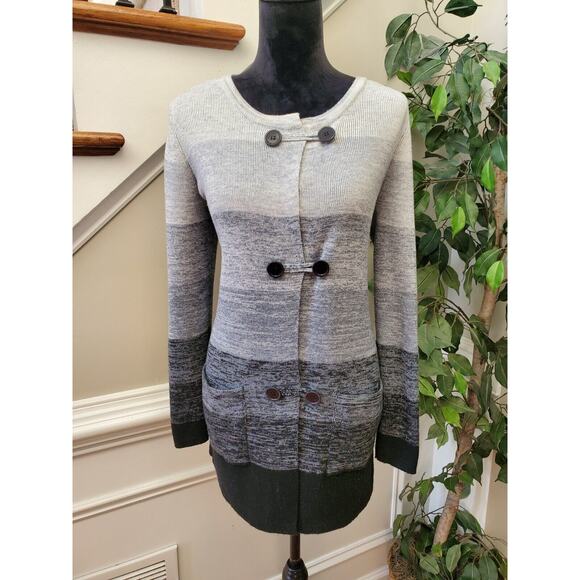 AVA Women's Gray Polyester Long Sleeve Buttons Front Knit Cardigan Sweater S - Picture 12 of 12